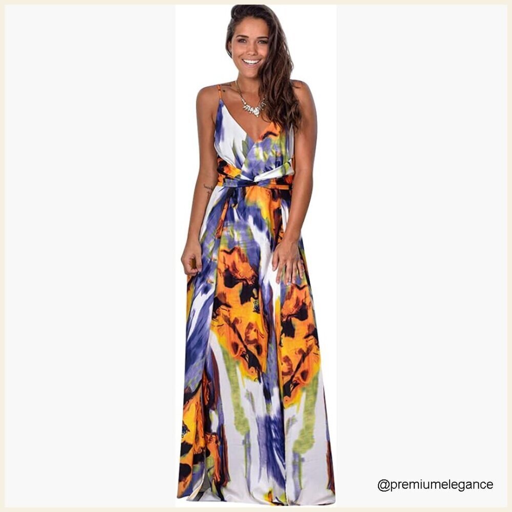 Convertible Multi-Way Wrap V-Neck Maxi Dress Wedding Prom Evening Formal
